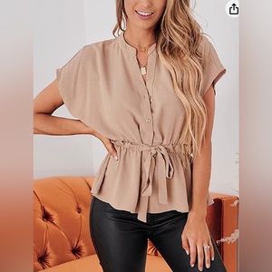 Chiffon Top with belt  Size XL  NWT